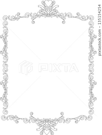200 Vintage Calligraphy-Style Frames (Decorative Borders, Decorative Frames, Hearts, Line Drawings, Black and White) 135154254