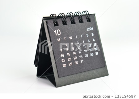 black 2024 calendar isolated on white background 135154597