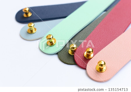 pastel colorful leather strap isolated on white background 135154713