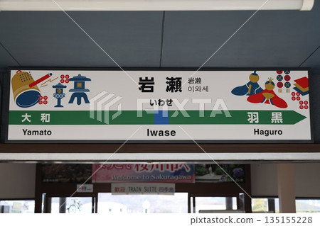 Iwase Station Station Sign Iwase Station Station Sign 135155228
