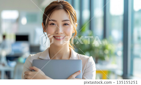 Woman with a laptop Generative AI 135155251