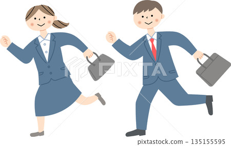 身著西裝的男女精神抖擻地走著 135155595
