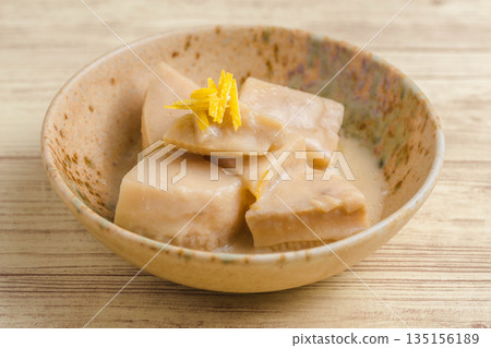 Bamboo shoots dressed with white miso Bamboo shoots dressed with white miso 135156189