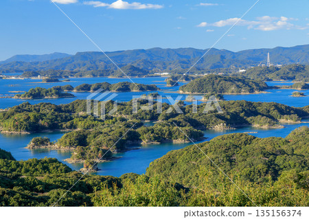 View of the Kujukushima Islands from Ishidake Observatory in Sasebo, Nagasaki Prefecture View of the Kujukushima Islands from Ishidake Observatory in Sasebo, Nagasaki Prefecture 135156374