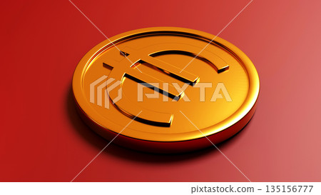 歐元金幣圖片，紅色背景，資產管理、經濟和金融概念 135156777