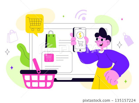 Smart Retail Store Vector Illustration Featuring Modern Digital Technology, Automated Shopping System, And Futuristic Customer Experience Background Smart Retail Store Vector Illustration Featuring Modern Digital Technology, Automated Shopping System, And Futuristic Customer Experience Background 135157224