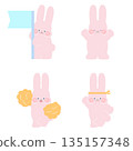 一組兔子歡呼的插圖 135157348