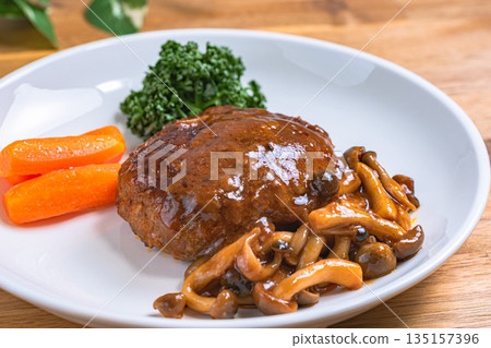 Hamburger steak with mushroom sauce Hamburger steak with mushroom sauce 135157396