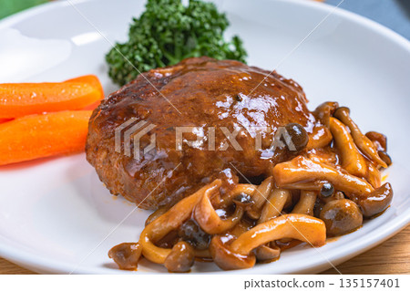 Hamburger steak with mushroom sauce Hamburger steak with mushroom sauce 135157401