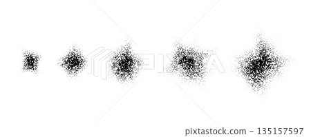 Grainy brush stroke set. Stippled noise gradient collection. Grunge sprinkle dotted spray texture. Dotted splatter overlay spots and stains.Abstract dusty sand elements. Vector gritty splashed stains Grainy brush stroke set. Stippled noise gradient collection. Grunge sprinkle dotted spray texture. Dotted splatter overlay spots and stains.Abstract dusty sand elements. Vector gritty splashed stains 135157597