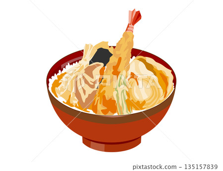 美味天婦羅碗的插圖 135157839