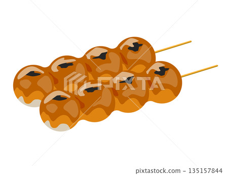Illustration of Mitarashi dumpling Illustration of Mitarashi dumpling 135157844