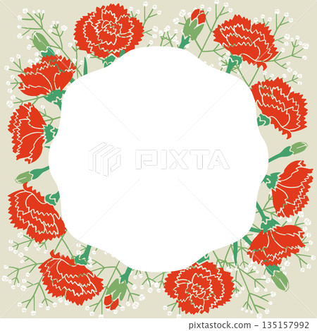康乃馨花框向量圖 | 花框，感恩和禮物設計素材 135157992