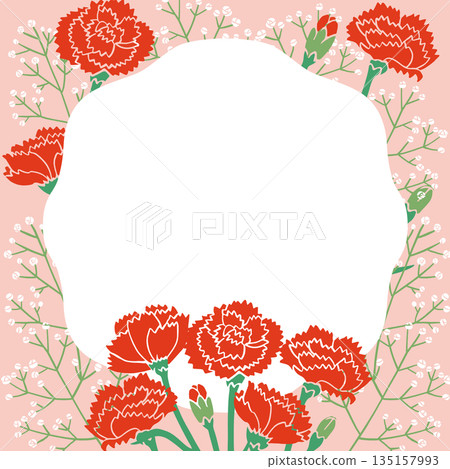 康乃馨花框向量圖 | 花框，感恩和禮物設計素材 135157993