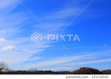 White clouds in the blue sky in winter White clouds in the blue sky in winter 135158542