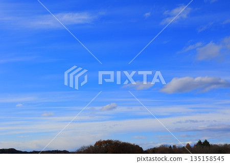 White clouds in the blue sky in winter White clouds in the blue sky in winter 135158545