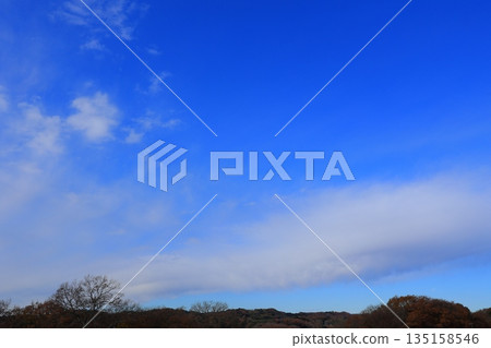 White clouds in the blue sky in winter White clouds in the blue sky in winter 135158546
