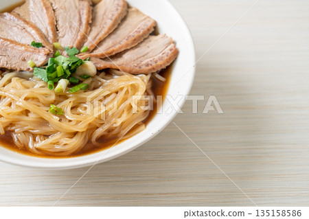 duck noodles with stewed duck soup duck noodles with stewed duck soup 135158586