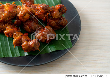 grilled chicken gizzard skewer in Asian style 135158595