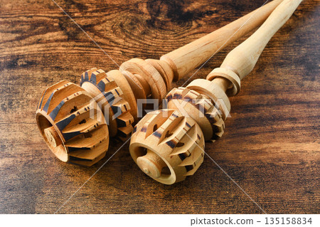 Mexican molinillo cooking utensils for making chocolate Mexican molinillo cooking utensils for making chocolate 135158834