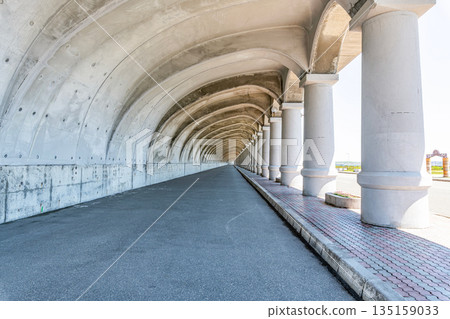 Wakkanai City, Hokkaido: Inside the Wakkanai Kohoku Breakwater Dome, which has been selected as a Hokkaido Heritage Site 135159033