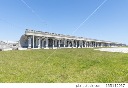 北海道稚內市－稚內港北防波堤全景，該防波堤已被指定為北海道遺產。 135159037