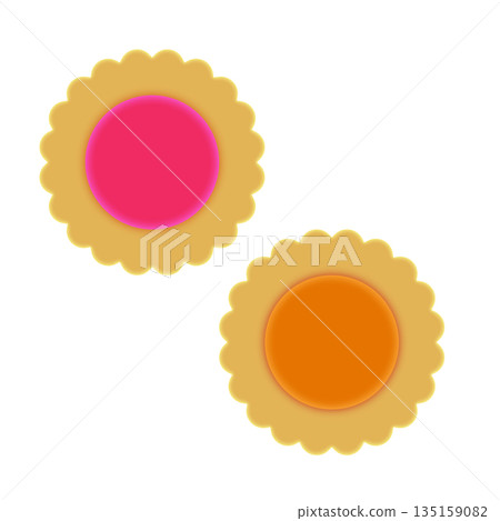 Illustration material of cute round jam cookies with colorful jam Illustration material of cute round jam cookies with colorful jam 135159082