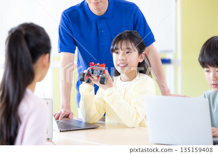 Elementary school students learning in a programming class Elementary school students learning in a programming class 135159408