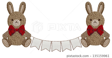 【兔子毛絨玩具和花環】手工刺繡插畫材料 【兔子毛絨玩具和花環】手工刺繡插畫材料 135159961