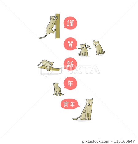時尚的虎年插畫 135160647