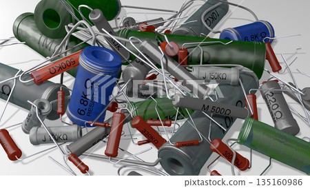 Retro Electronic Components Series (A collection of resistors used in the Showa era: a wide variety of mixed types) 135160986