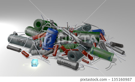 Retro Electronic Components Series (A collection of resistors used in the Showa era: a wide variety of mixed types) 135160987