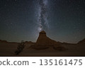 A Stunning Starlit Desert Landscape Under the Magnificent Milky Way 135161475