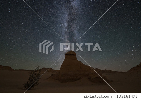 A Stunning Starlit Desert Landscape Under the Magnificent Milky Way A Stunning Starlit Desert Landscape Under the Magnificent Milky Way 135161475