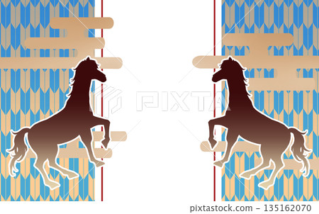 Year of the Horse New Year Image Yagasuri Green Haze Copy Space Year of the Horse New Year Image Yagasuri Green Haze Copy Space 135162070