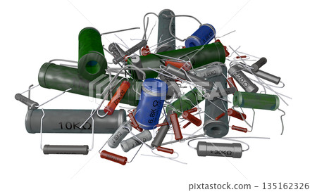 復古電子元件系列（昭和時代使用的電阻合集：種類繁多，混雜在一起）PNG 圖片 135162326