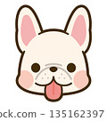 白色法國鬥牛犬臉部圖標 135162397