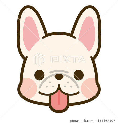 白色法國鬥牛犬臉部圖標 135162397