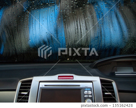 View of the car being washed from inside the car 135162428