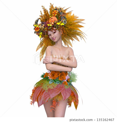 頭髮上帶有花卉藝術的女人 頭髮上帶有花卉藝術的女人 135162467