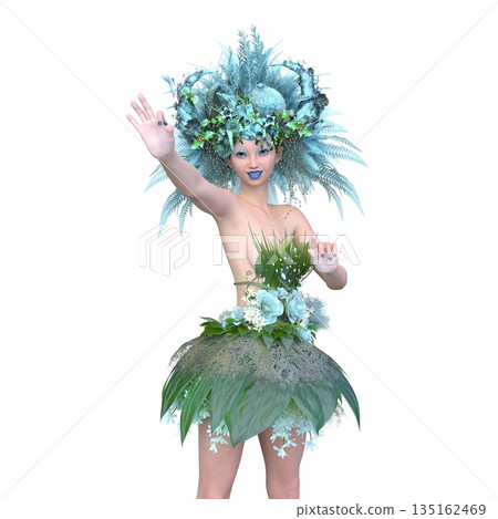 頭髮上帶有花卉藝術的女人 頭髮上帶有花卉藝術的女人 135162469