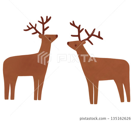 Two simple deer facing each other 135162626