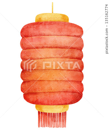 Watercolor Illustration of a Red Chinese Lantern Watercolor Illustration of a Red Chinese Lantern 135162774