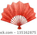 Illustration of a Traditional Japanese Folding Fan 135162875