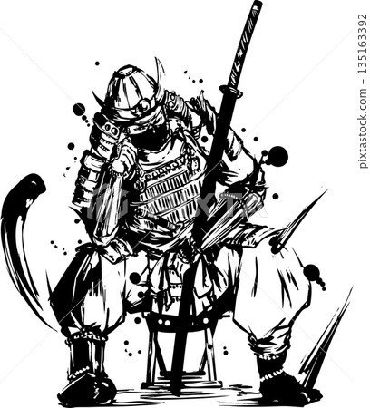 武士墨畫插圖 135163392