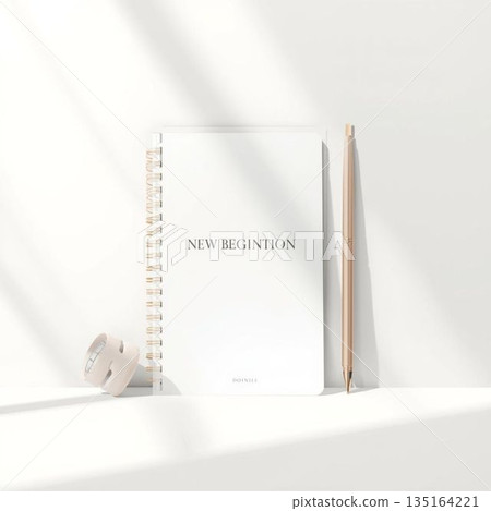平鋪擺放的筆記本和文具，慶祝畢業和新的開始 135164221