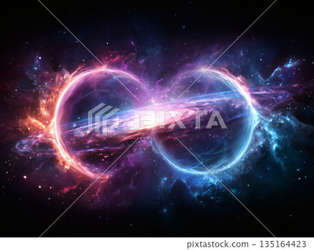 宇宙星空中的兩個發光半圓 135164423