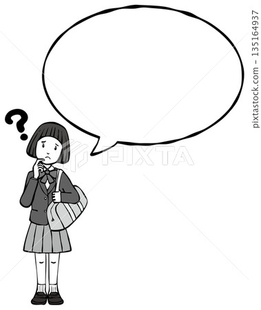 【單色】女生製服、西裝外套、對話框、問題 【單色】女生製服、西裝外套、對話框、問題 135164937
