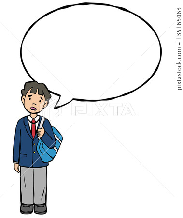 Boys' uniform, blazer, speech bubble, troubled face 135165063