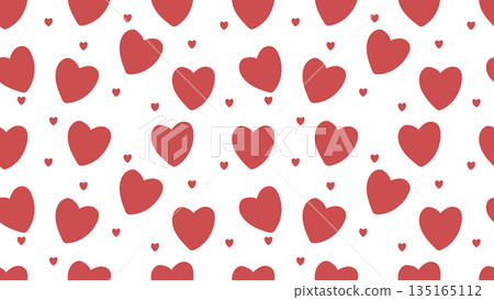red heart seamless pattern on white background. wallpaper and wrapping paper decoration  135165112